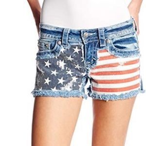 Miss me American flag sequin shorts
